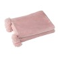Manta com pompons em poliéster rosa 170x130cm Manta com pompons em poliéster rosa 170x130cm