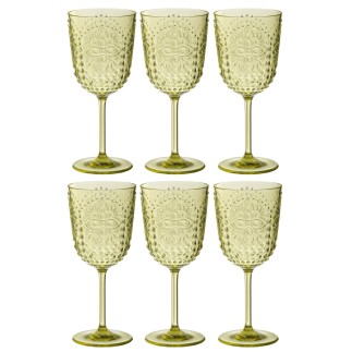 Copos de vinho de plástico verdes, 20,5 x 8,9 cm