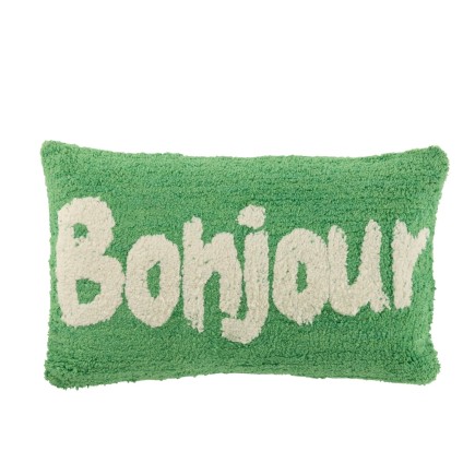 Coussin en coton vert et blanc 50x15x30 cm