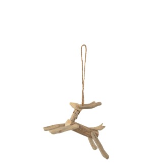 Renne à suspendre en bois flotté naturel 18x15x4 cm
