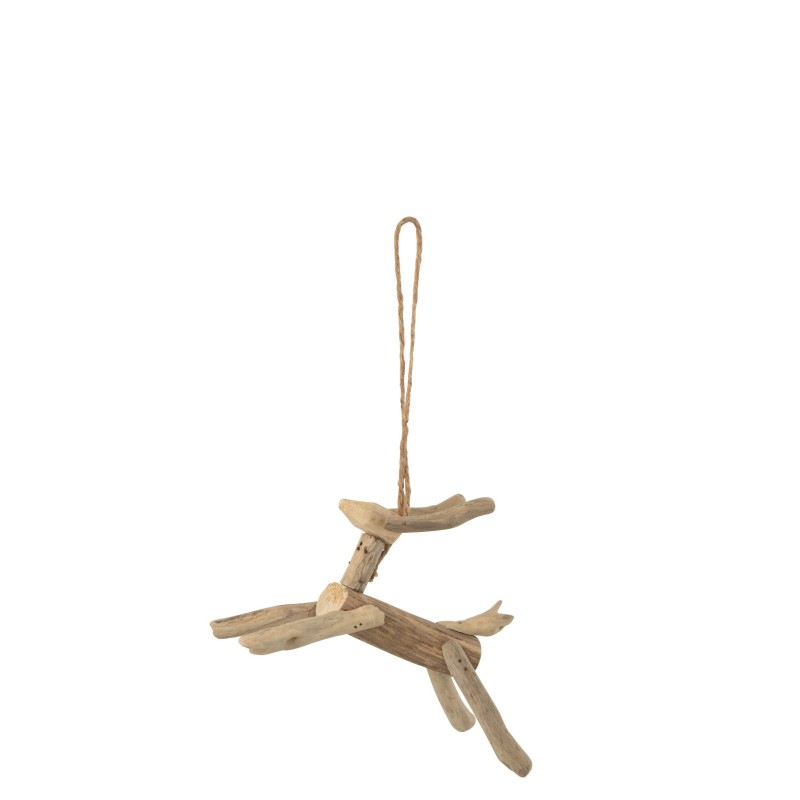 Renne à suspendre en bois flotté naturel 18x15x4 cm