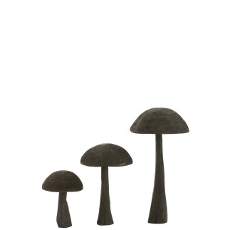 Champignon en Bois Noir 38x38x60cm