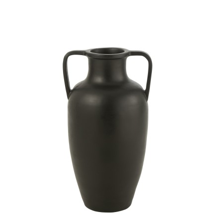 Jarrón de 2 asas en cerámica negra 47x47x66 cm