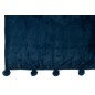 Plaid pompons en polyester bleu 173x126cm Plaid pompons en polyester bleu 173x126cm