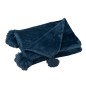 Plaid pompons en polyester bleu 173x126cm Plaid pompons en polyester bleu 173x126cm