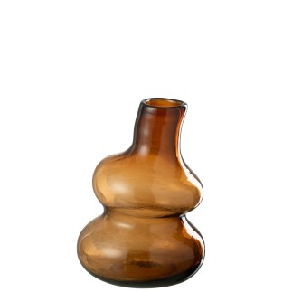 Vaso de vidro castanho 19x19x27 cm