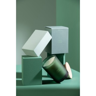 Bougie senteur «Bois Givré» 38h jaune 8.5x8.5x12.5 cm