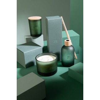 Candela profumata «Legno smerigliato» 38h gallia 8.5x8.5x12.5 cm
