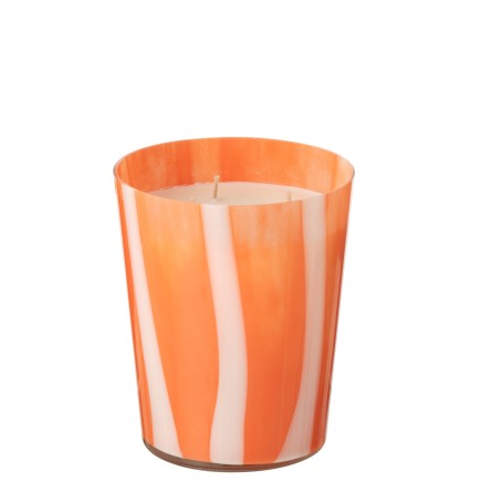 Bougie parfumée 68h dans verre orange 15x15x17 cm