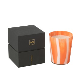 Bougie parfumée 68h dans verre orange 15x15x17 cm