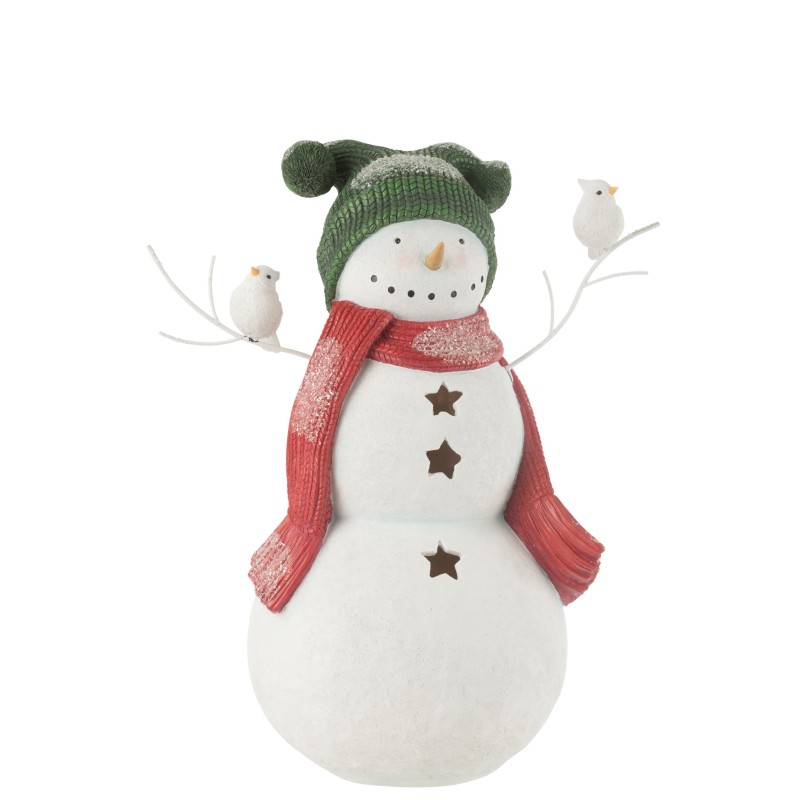 Boneco de neve em poliresina multicolorida 43,5 x 26 x 50 cm