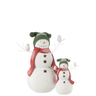 Bonhomme de neige en polyrésine multicouleur 43.5x26x50 cm
