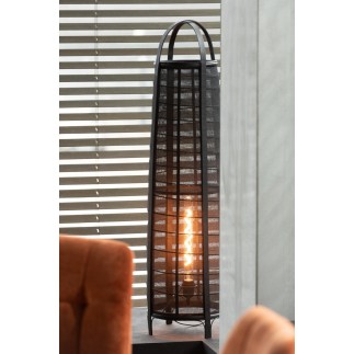 Lampada alta in tessuto nero 26x26x100 cm