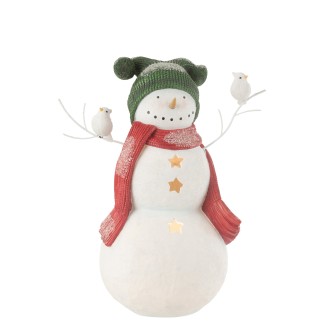 Bonhomme de neige en polyrésine multicouleur 43.5x26x50 cm