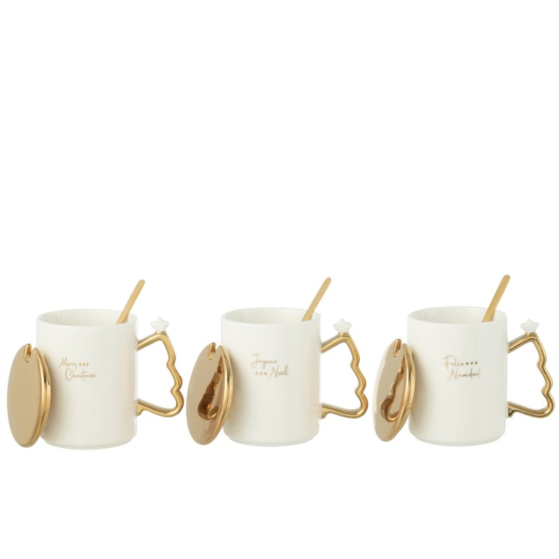 Tazza Christmas in ceramica bianca 8,2x8,2x9,8 cm