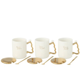 Tazza Christmas in ceramica bianca 8,2x8,2x9,8 cm