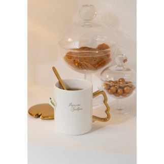 Tazza Christmas in ceramica bianca 8,2x8,2x9,8 cm