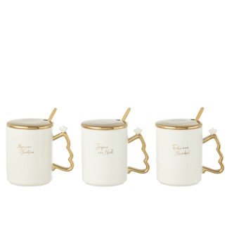 Tazza Christmas in ceramica bianca 8,2x8,2x9,8 cm