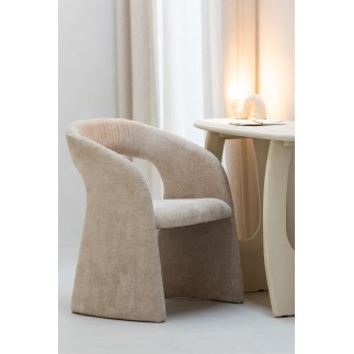 Fauteuil en textile beige 66x65x86cm