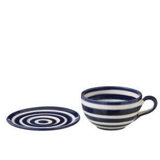 Tazza e piattino in ceramica blu navy 13x13x7 cm