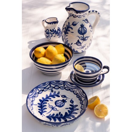 Tazza e piattino in ceramica blu navy 13x13x7 cm