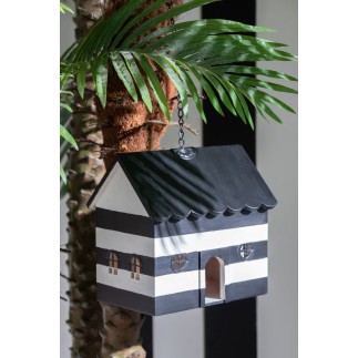 Nichoir suspendu en bois noir et blanc 28x20.3x29.5 cm