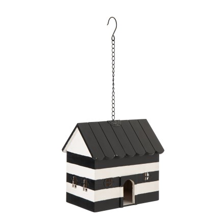Nichoir suspendu en bois noir et blanc 28x20.3x29.5 cm