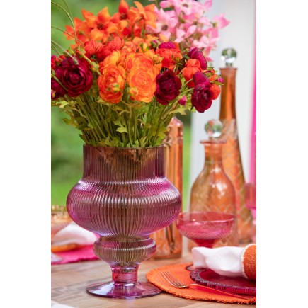 Vaso «Ada» in vetro rosa 20x20x25 cm