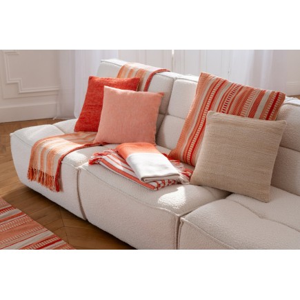 Coussin carré en coton corail 45x45x15 cm