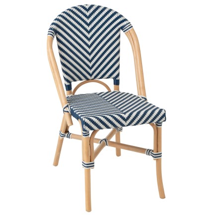 Chaise bistro en rotin blanc et bleu 48x59x86 cm