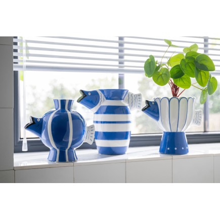 Vase en céramique bleu 23x12.5x20.7 cm