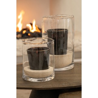 Photophore en verre transparent 17x17x20.5 cm