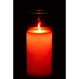 Lampe photophore en verre rouge 10x10x25 cm