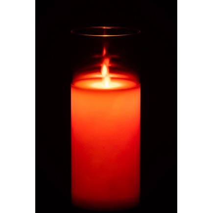 Lampe photophore en verre rouge 10x10x25 cm