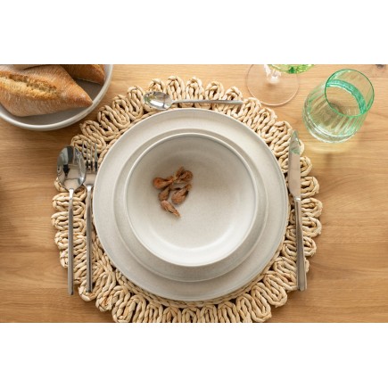 Petite assiette en grès gris clair 21x21x2 cm