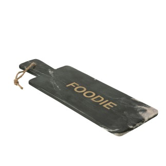 Tábua para queijos retangular em mármore preto e dourado, 48 x 16,5 x 1,5 cm