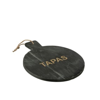 Tagliere rotondo per formaggi in marmo nero e dorato, 38x30x1,5 cm