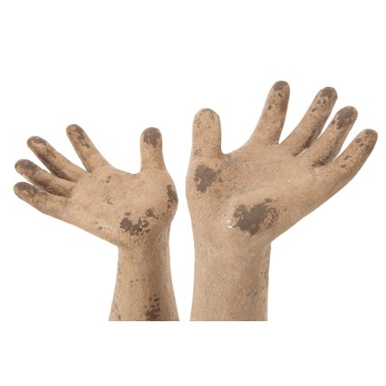 Set di 2 mani antiche in poliresina beige 27x20x50 cm