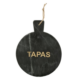 Tábua redonda para queijos em mármore preto e dourado, 38 x 30 x 1,5 cm