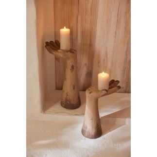 Set di 2 mani antiche in poliresina beige 27x20x50 cm