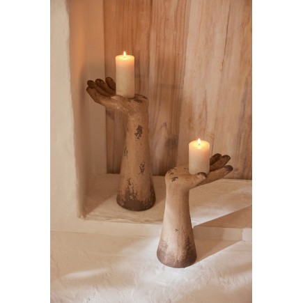 Set de 2 mains antique en polyrésine beige 27x20x50 cm