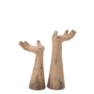 Conjunto de 2 mãos antigas em poliresina bege 27x20x50 cm