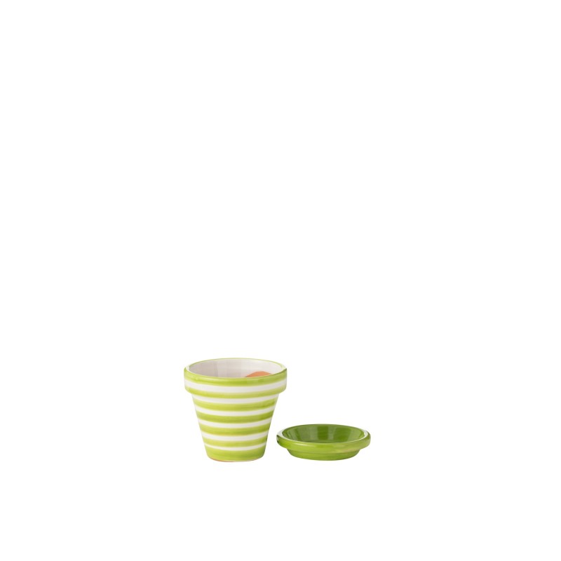 Vaso de flores em cerâmica verde e branco, 17x17x15 cm Vaso de flores em cerâmica verde e branco, 17x17x15 cm
