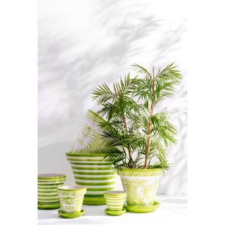 Vaso da fiori in ceramica verde e bianco 17x17x15 cm