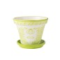 Vaso di fiori con piattino in ceramica verde 50x50x40 cm