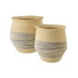 Conjunto de 2 cestos em junco marinho azul e bege 53x53x52 cm Conjunto de 2 cestos em junco marinho azul e bege 53x53x52 cm