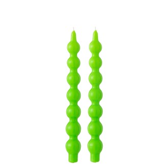 Scatola di 2 candele ritorte 3h in paraffina verde 7.5x3x26 cm