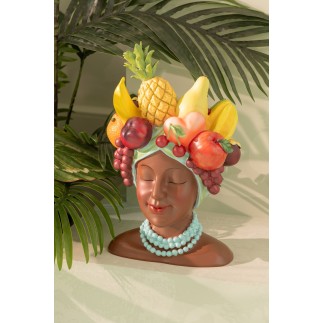 Vaso mulher em poliresina multicolorida 23x21x36,5 cm