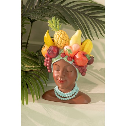 Cache-pot femme en polyrésine multicouleur 23x21x36.5 cm