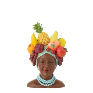Cache-pot femme en polyrésine multicouleur 23x21x36.5 cm